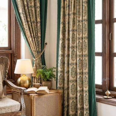 Cotton Block Print Curtains (Pair)
