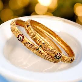 Machine Cut Gold Bangles Set of 2